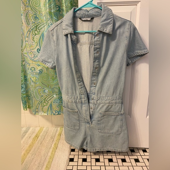 Denim Zara Short Overalls - Picture 2 of 3